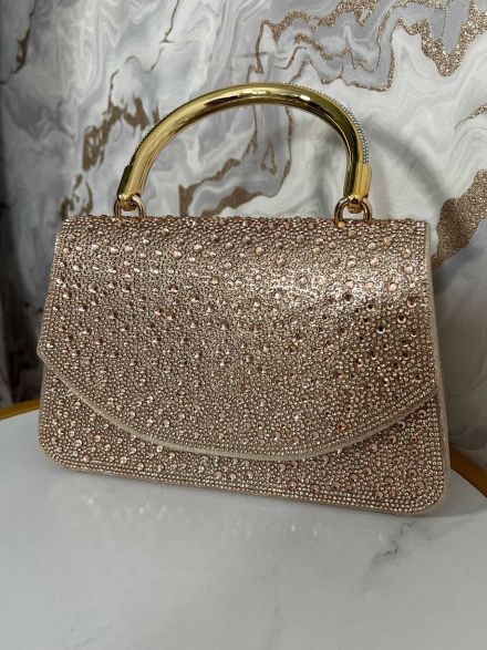 Rhinestones Hand Bag/Rosegold