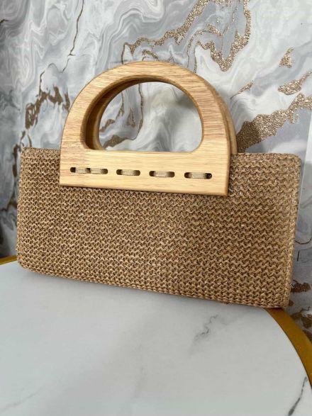 WoodenHandle Hand Bag/Flat