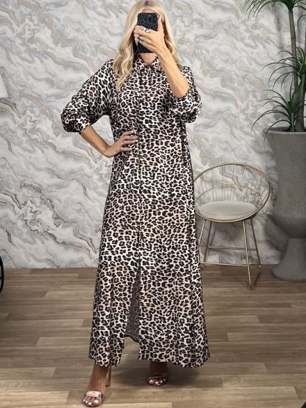 Zoz-Semizie Satin Dress-7239/Leopard