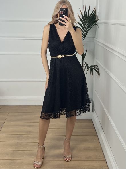 Midi Lace Dress/Black
