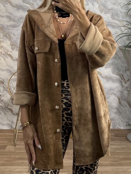 Soft Cord Hood Shirt/Camel