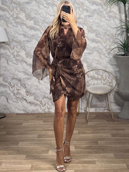Golden Thread Top&Skirt Set-6431/Chocolat