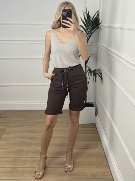 Elastic Drawstring Shorts/Chocolat