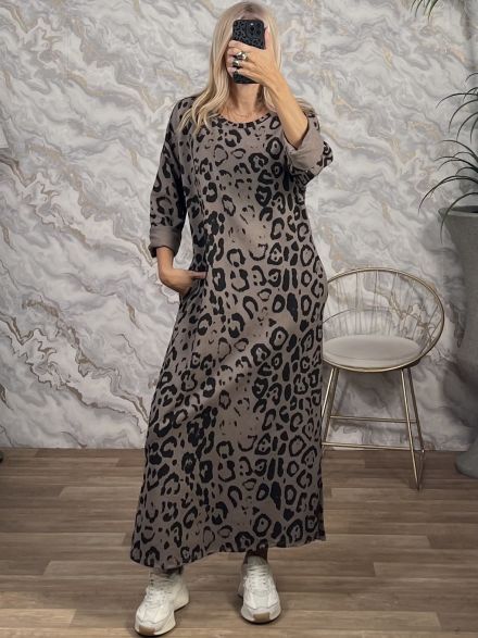 Zoz-Cotton Leo Maxi Dress-24621/Mocca
