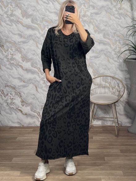 Zoz-Cotton Leo Maxi Dress-24621/Khaki