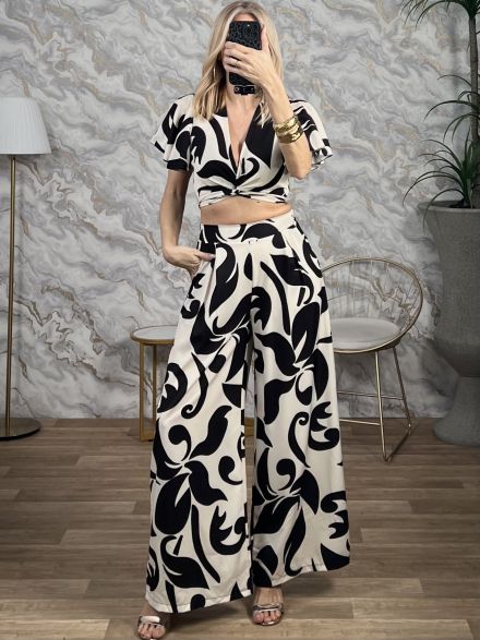 Satin Pants Set-5622/White