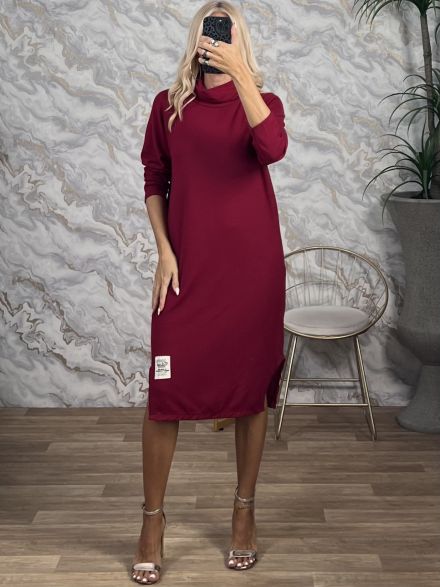 Viscose WhiteLabel Midi Dress-251097/Burgundy