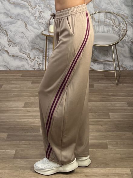 Double Diagonal Stripe Pants-5116/Beige