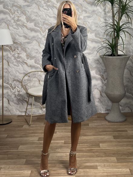 Cross Gold Buttons Coat/Grey