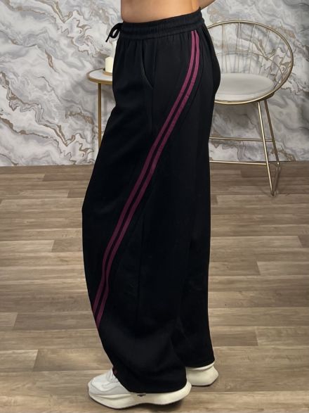 Double Diagonal Stripe Pants-5116/Black