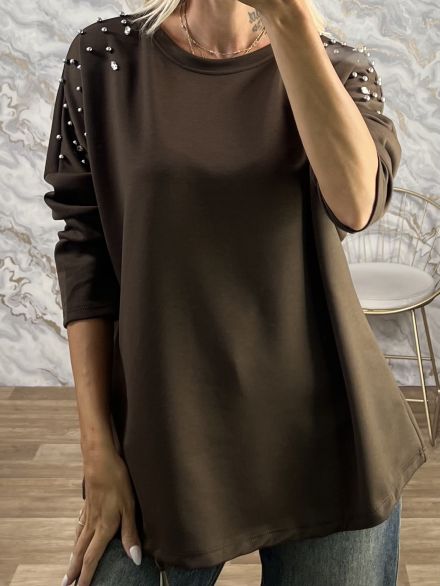Studs & Strass Sweater-2500310/Chocolat