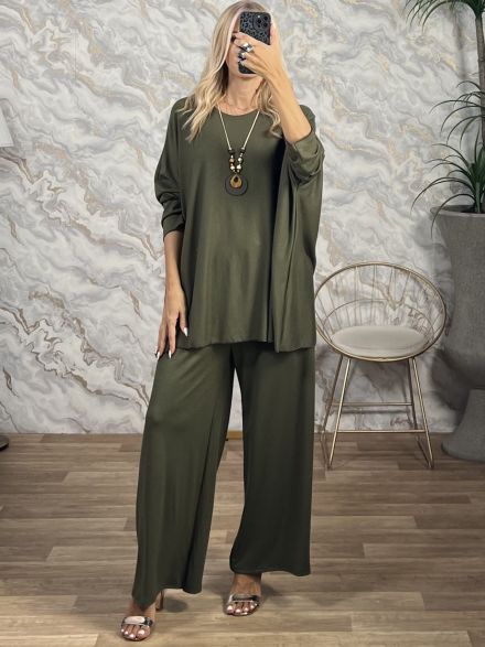 Viscose Knitted Necklace Set-20178/Khaki