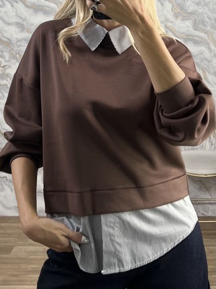 Soft Shirt Sweater-3320/Chocolat