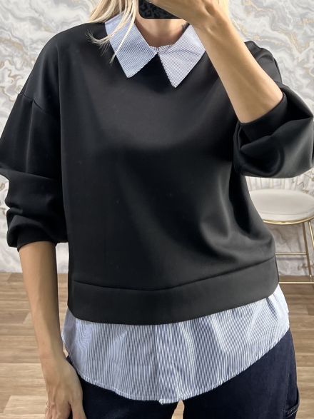 Soft Shirt Sweater-3320/Black