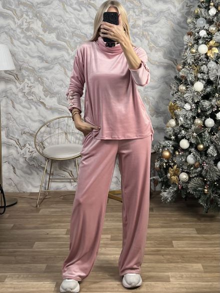 Pearls Velvet Set/Baby Pink