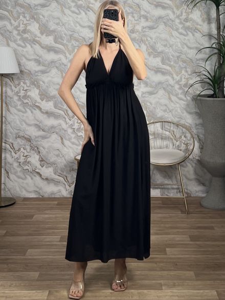 Viscose HalterNeck Maxi Dress-5582/Black
