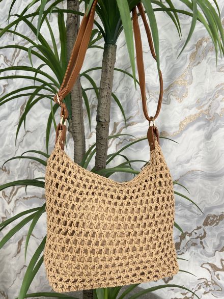 Woven Straw Tote Bag-S26/Camel