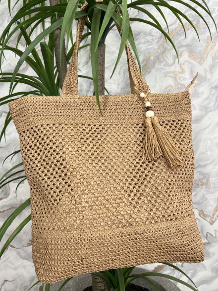 Woven Straw Tote Bag-GX5/Camel