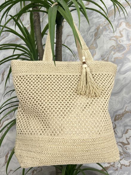 Woven Straw Tote Bag-GX5/Vanilla