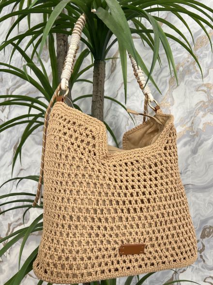 Woven Straw Tote Bag-24177/Camel