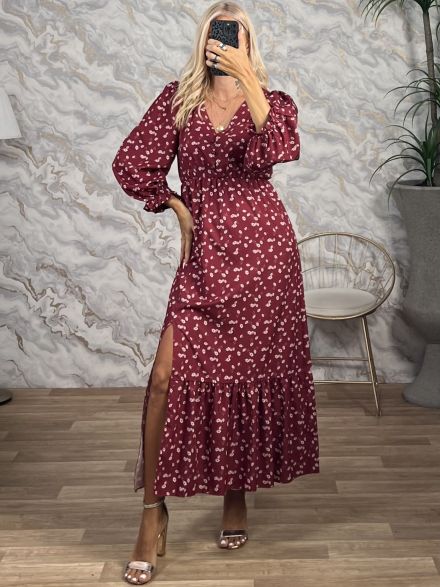 Ruffled Buttons Maxi Dress-3395/N6