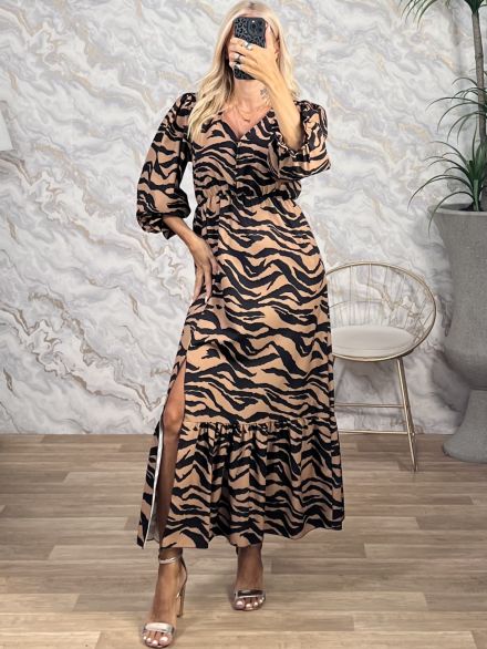Ruffled Buttons Maxi Dress-3395/N4