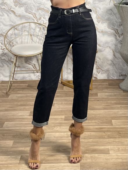 PaperBag Belt Denim Pants-6955