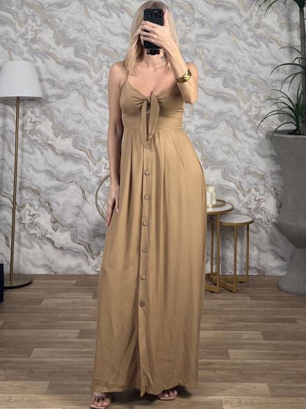 Viscose Buttons Dress-20161/Camel