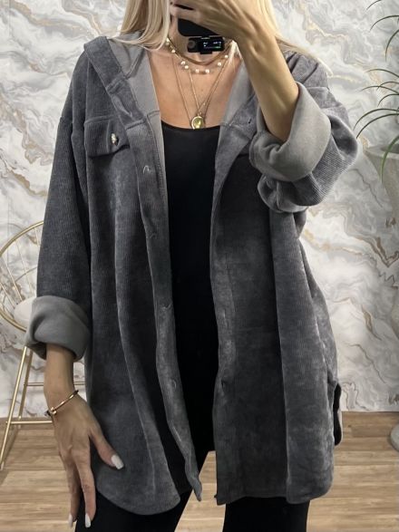 Soft Cord Hood Shirt/Grey