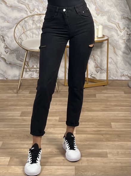 CutOut Denim Pants 8173/Black