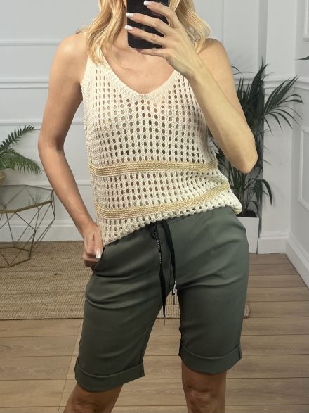 Elastic Drawstring Shorts/Khaki