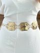 Metallic Belt/Textured Squares-Gold