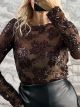 Zoz-Floral Sequinned Top-1759950/Chocolat