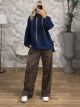 Sar-Leopard Bows Set/Navy Blue