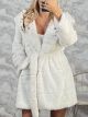 Spi-Leo Hooded Furry Coat/Vanilla