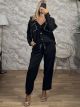 Viscose Hooded Studs&Satin Ribbons Set-26600/Black