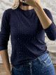 AllOver Strassed Cotton Top-3503/Navy Blue