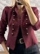 The-Military Crop Blazer-49449/Burgundy