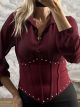 Ton-Shirt & Corset Top-3444/Burgundy