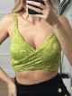 Elastic Lace Crop Top/Lime