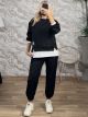 Zoz-Viscose WhiteLayer Set-7144/Black