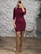 Ton-Rip Viscose Mini Dress-3628/Burgundy