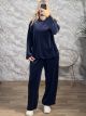 Lnd-Hooded Velvet Set-93287/Navy Blue