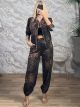 Sar-Animal Striped Tracksuit Set-26400/Camel