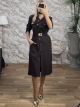 Lok-Semizie GoldenButtons Midi Dress-2734/Chocolat