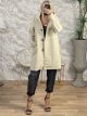Hood Boucle Buttons Coat/Vanilla