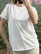 Flower Sleeves Cotton T-Shirt/White