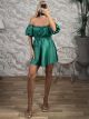 Strapless Satin Playsuit/Dark Forest Green