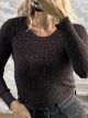 The-Lurex Knitted Top-57361/Chocolat
