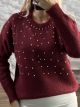 Zoz-Pearls Knitted Sweater-315/Burgundy